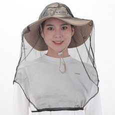 휴대용 얼굴 고정 방충망 모자 망사 낚시 얼굴망 벌초망 양봉, 차콜