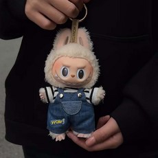 [국내 배송] LABUBU 라부부 인형 옷 의상 소품 액세서리 꾸미기 세트, 06 멜빵 세트(멜빵바지+줄무늬티), 1개