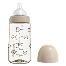 UBMOM 올인원 아기 젖병 BPA 프리 배앓이 방지 넓은 목 팁 없는 안정적인 베이스 세척이 쉬운 천연 아기 젖병 280ml 268.5g(9온스) 젖꼭지 M 레벨(, 초코