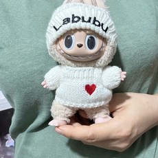 앤쏘홈 라부부옷 인형옷 소품 원피스 (인형미포함), 하트니트+비니-화이트