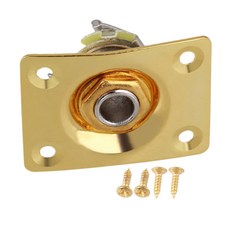 골드실버블랙 스퀘어 스타일 잭 플레이트 기타베이스 잭 출력 연결 구멍 일렉트릭 기타 부품 및 액세서리, 02 Gold, 1개