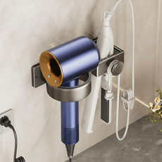 홈킹 고급형 드라이기 고데기 거치대 무타공 타공 겸용, 스틸 그레이, 1개