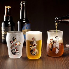 ADERIA 江戶貓 浮世繪 霧面玻璃啤酒杯禮盒 (3入), 詳見包裝