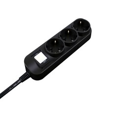 대성 플러스탭 블랙 절전형 3구 멀티탭 16A 250V, 1m, 1개