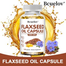 아마씨 오일 캡슐 1400mg 냉압 고농도 아마씨 보충제 오메가 3 6 9 지방산 함유, 1개, 60정