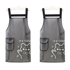 배로나 생활방수 고급 원피스형 주방 방수앞치마, 2개, 베어블랙