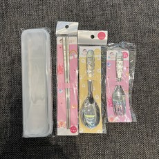 台灣QDAD 316不鏽鋼兒童勺筷組合 筷子 勺子 叉子 收納盒 國小生適用, 馬車兒童筷竪+馬車加長勺+馬車短叉+盒, 1個