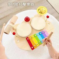 兒童多功能打擊樂器 啟蒙玩具, 多功能音樂臺 原木小熊 1.2kg, 1個