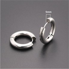 HE37 티타늄 후프 귀걸이 원형 내경 1mm 스테인레스 스틸 IP 도금 변색 알레르기 없음, 02 steel, 01 1mm