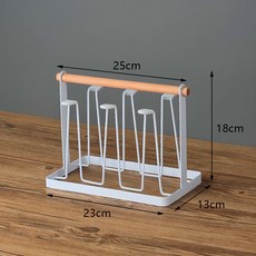鐵藝瀝水杯架 帶託盤, 1個, 白色杯架【鐵藝烤漆】