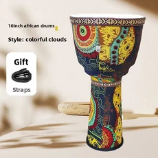 2025 양가죽 젬베 드럼 10인치 어린이용 아프리카 전문가용 성인 초보자 탬버린 휴대용 타악기, 02 Colorful Clouds