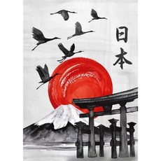 일본 신사 게이샤 무사 그림 포스터 캔버스 팝아트 대형 액자 벽장식 홈데코 거실 침실 원룸 빈티지, I