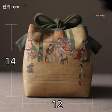 아웃도어 휴대용 다기수납 여행가방 두꺼운 면포대 티캔 찻주전자 컵포대, 한궁춘효도, 1개