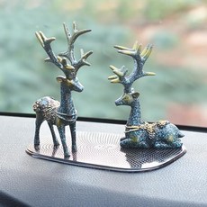 汽車擺件 車載擺件車內裝飾品中控臺擺件高檔男一路平安車上創意汽車用品 Q0HH, 一對藍色小鹿+防滑墊