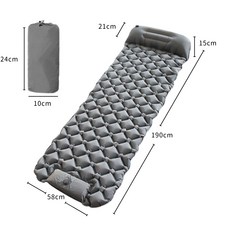 可拼接30秒速充氣床墊，防潮輕量露營床墊，腳踩充氣睡墊，戶外室內多功能, 灰色【贈收納袋】