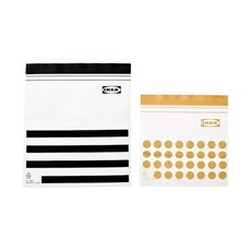 이케아 지퍼백 이스타드 (소형) 블랙+옐로(도트) 60p, 1세트