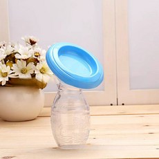 小花手動擠奶器集乳瓶 天藍色 單個裝, 天藍, 1個, 180ml