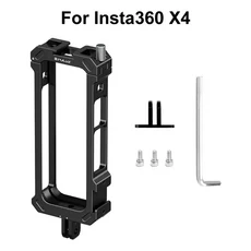 호환PULUZ 카메라 보호 프레임 Insta360 X3 / X4용 메탈 케이지 리그 하우징 확장형 콜드 슈 베이스 및 삼, 01 new for Insta360 X4