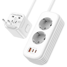 수피 전세계 해외여행 일체형 멀티탭 2구 USB C타입 고속충전기, 1개