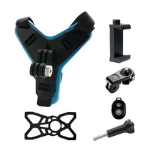 모터사이클 헬멧 턱끈 마운트 리모컨 포함 히어로 13/12 인스타360 X5/X4/X3 DJI 액션 3/4/5 프로 아카소, 02 블루 컬러