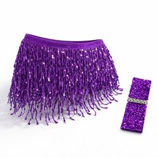 스타일홀리 스팽글 랩스커트 + 벨트 SET 라인댄스 벨리댄스 공연 무대의상 줌바 라틴 댄스복, 1세트, 퍼플