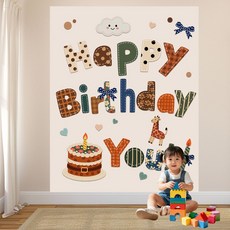 甜妞節慶 生日掛布, 1個, 奶油色生日 100×150cm