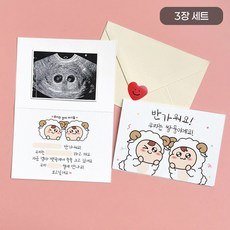 로나파티 임밍아웃 카드 아기 임신 남편 양띠 부모님 서프라이즈 이벤트, 1개, 양띠 쌍둥이 임밍아웃 카드 3장 세트