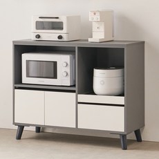 퍼니하우스 뮤아 LPM 밥솥다이 에어프라이어 오븐선반 주방수납장 전자렌지대 1000 방문설치, 그레이화이트, 2단