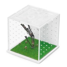 점핑 거미 인클로저 아크릴 파충류 번식 탱크 7.4 x 7.1cm2.95 2.95 2.87인치 드로퍼가 있는 투명 독거미 서식지 작은 곤충 도마뱀 또는 애완 동물 테라리움