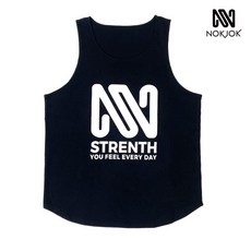 [녹족] 맨즈 베이직 레터링 헬스 나시 블랙