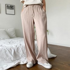 여자 고무줄 원마일 롱 H라인 플리츠 팬츠 (10562567A)