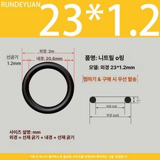 매트릭스 O형 실링 링 내열 실리콘 고무 압유 맞춤 제작, 1개, 23mm 1.2mm x10