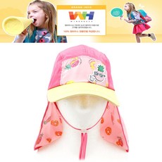 윙하우스 핑크 파인애플 플랩캡 수영모자 자외선 차단 여아 아동 유아 어린이 4-7세