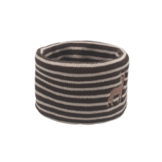 體溫魔術師 條紋麋鹿刺繡保暖圍脖 毛線脖圍 秋冬舒適保暖 經典百搭款, 深咖, 1個