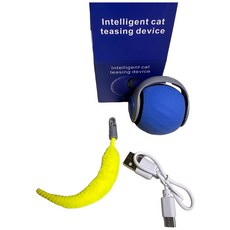 USB充電智能電動滾動逗貓球 引力突突球, 藍色球加一個替換頭