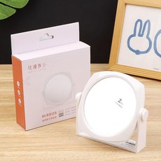 歐式鏡子臺式化妝鏡 雙面雙倍放大 360度旋轉, 白色, 1個