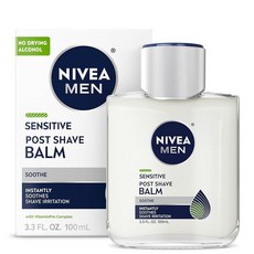 NIVEA MEN 센서티브 수딩 포스트 쉐이브 밤 비타민 E 프로 비타민 B5 및 카모마일 추출물 알코올 프리 애프터 쉐이브 밤 남성용 99.4ml(3.3온스) 병, 1