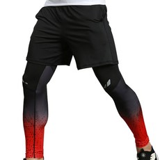 Kunel男款運動健身緊身褲 短褲分離型套裝