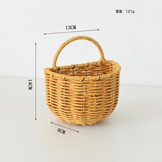 廚房蔥薑蒜編織收納筐裝飾牆壁小掛籃仿藤編雞蛋籃子掛件插乾花籃, 1個, 仿藤編織收納籃-小號