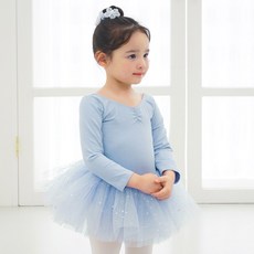 유아 발레복 반짝이 치마 긴팔 스냅형 부드러운 면스판 국내제작 어린이