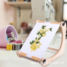 木制可調節刺繡支架 刺繡箍架 十字繡卷軸框架 針點支架 刺繡品展示架, 1個, 原木色