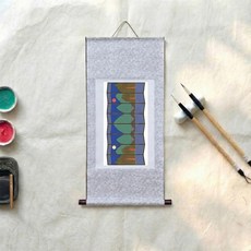 전통 족자 그리기 만들기 도안 5종, 1개, 은색(일월오봉도)