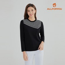 [올포유] [모델착장] FW 여성 사선 배색 포인트 넥변형 니트 AWSHL7261-199