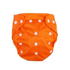 Baby童衣 寶寶超細纖維可洗3層尿片 超強吸水加厚尿墊尿褲 嬰幼兒專用可水洗尿布, 1個, 桔色可調節防水布尿褲