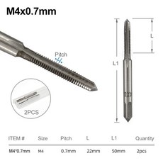 XCAN 나사 세트 M5 M14 미터법 스레딩 M6 스트레이트 오른손 플루트 드릴 M3 M10 M16 M7 2PCS M4 도구 M12 M8, 2pcs M4x0.7