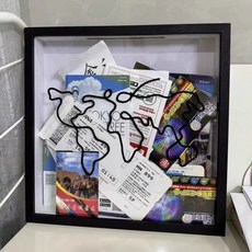 여행 티켓 기념 보관함 우드컬러 0cm 비행기표 기록 개 사진 x 프레임 0, 1개, A. 검정색 클래식 지도