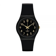 Swatch Gent Biosourced 유니 시계 캐주얼 플라스틱 블랙 쿼츠 방수 골든 택