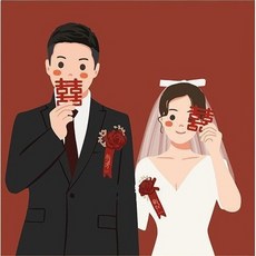 신랑신부 일러스트 3D보석 십자수 커플 함께 하는 다이어몬드페이팅 비즈공예 큐빅 스트레스 해소 사랑 담아 있는 DIY 만들기세트 기념일선물, 신랑신부 011, 60*60, 1개