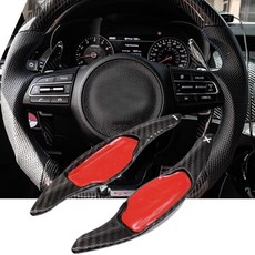 黑色真碳纖維方向盤轉向換檔撥片延長件，適用於18-20 起亞 斯汀格 Stinger