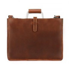 原創瘋馬皮男包手工復古真皮單肩包簡約公文包英倫女手提包文件包 公事包 公務包 公文包 筆電公事包 電腦包 商務包, 棕色